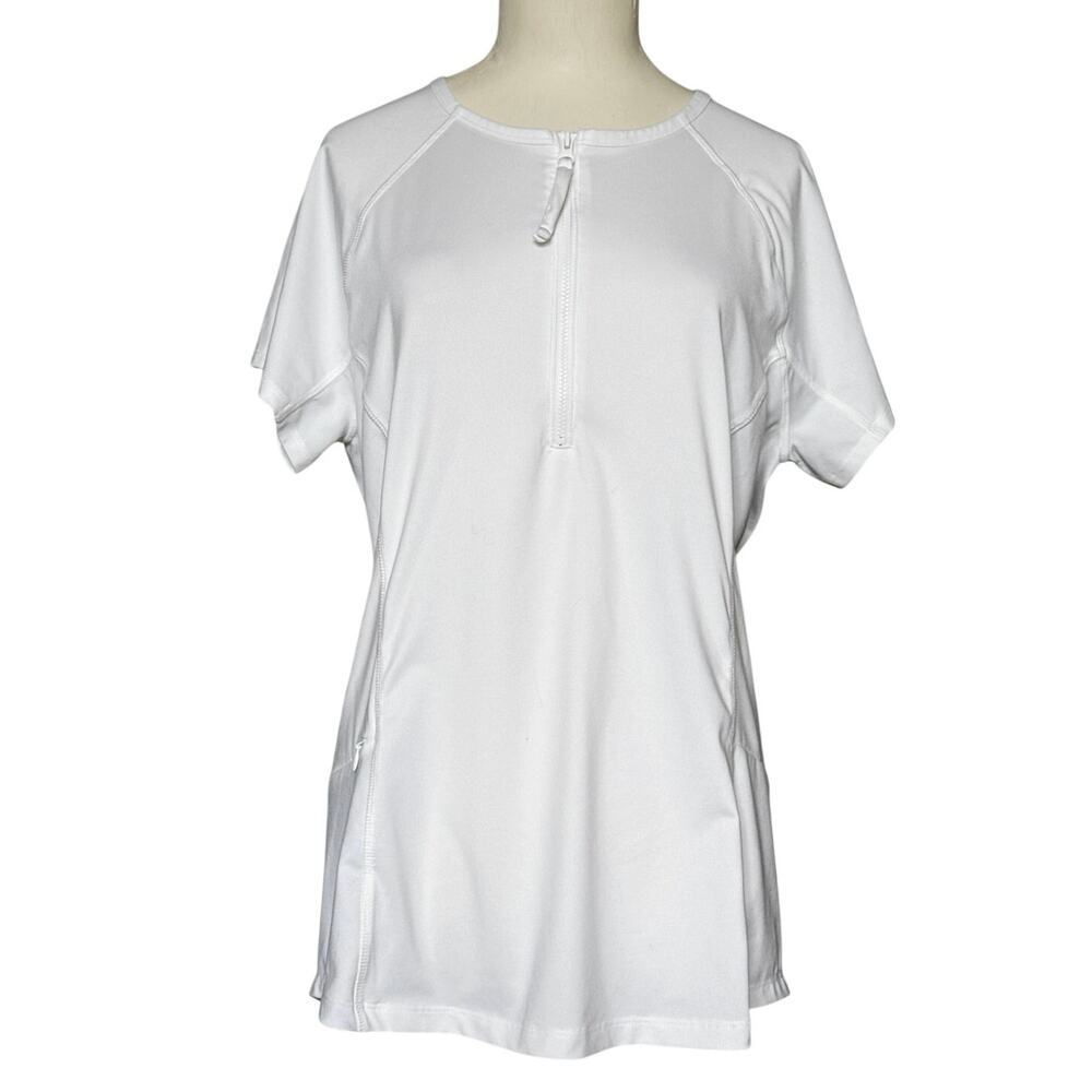 Title Nine Sunbuster Short Sleeve Pullover 1/4 Zip in White Size L Activewear - Picture 2 of 9